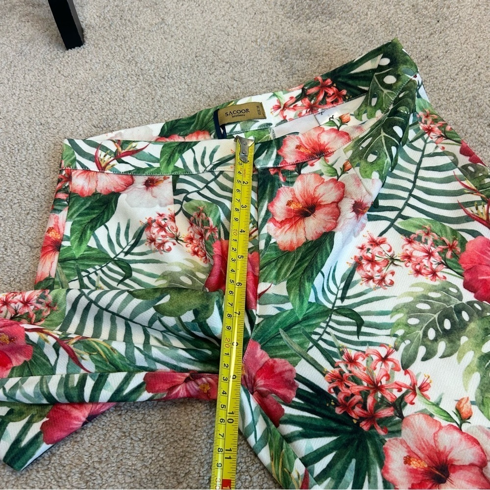 Sacoor Brothers pink green floral flower tropical ankle pants Sz 38 NWT - Picture 9 of 12